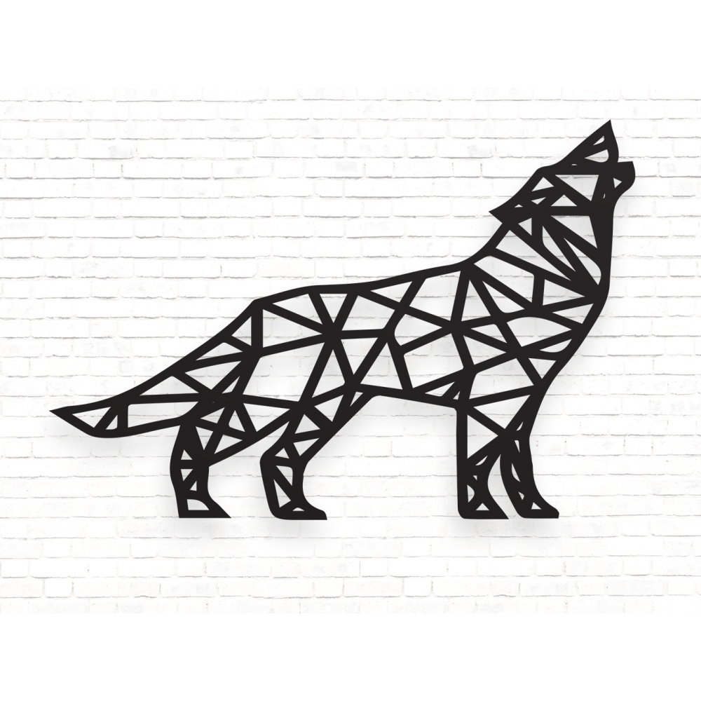 Geometrische Wolf Wanddecoratie MDF Zwart - 1