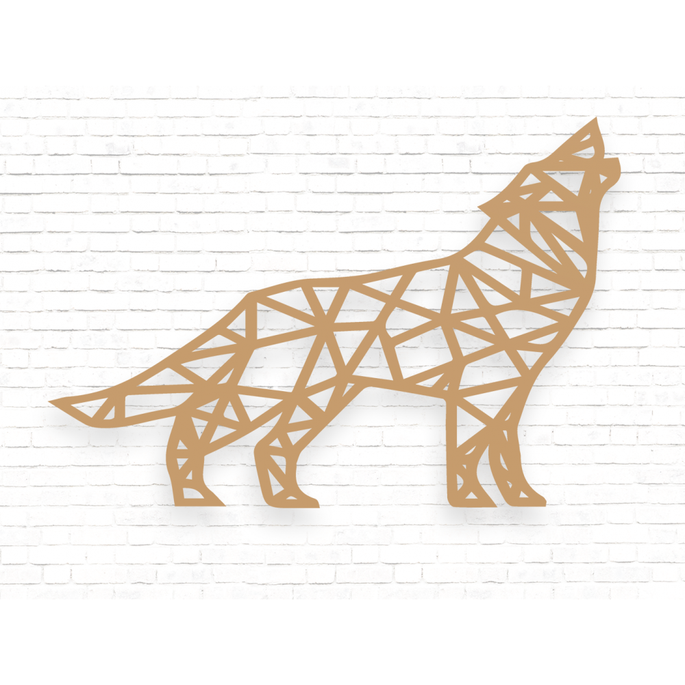 Geometrische Wolf Wanddecoratie MDF Bruin - 1