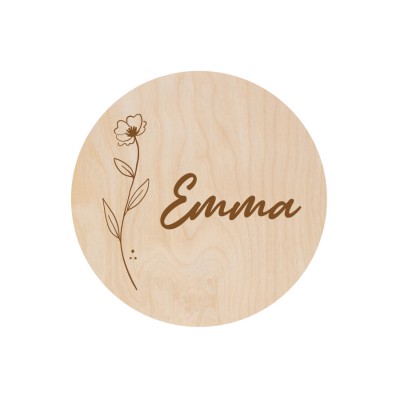 Gepersonaliseerde Naam / Gezinsbordje - Single Flower - 3