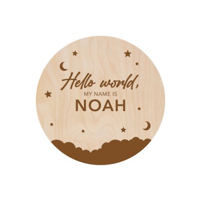 Gepersonaliseerde Naam / Gezinsbordje - Moon and Stars - 1