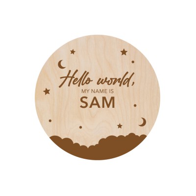 Gepersonaliseerde Naam / Gezinsbordje - Moon and Stars - 2