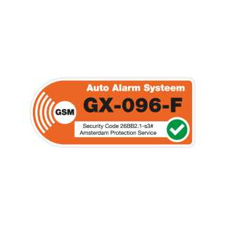 Auto Alarmsticker Oranje met eigen kenteken - 1
