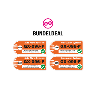 4er Set Autoalarmaufkleber Orange mit eigenen Nummernschildaufklebern - 1