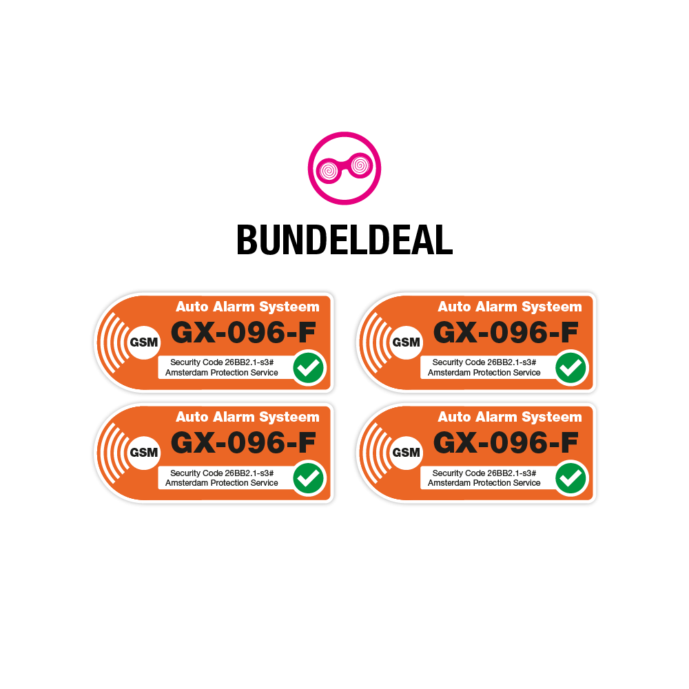 Set van 4 Auto Alarmsticker Oranje met eigen kenteken Stickers - 1