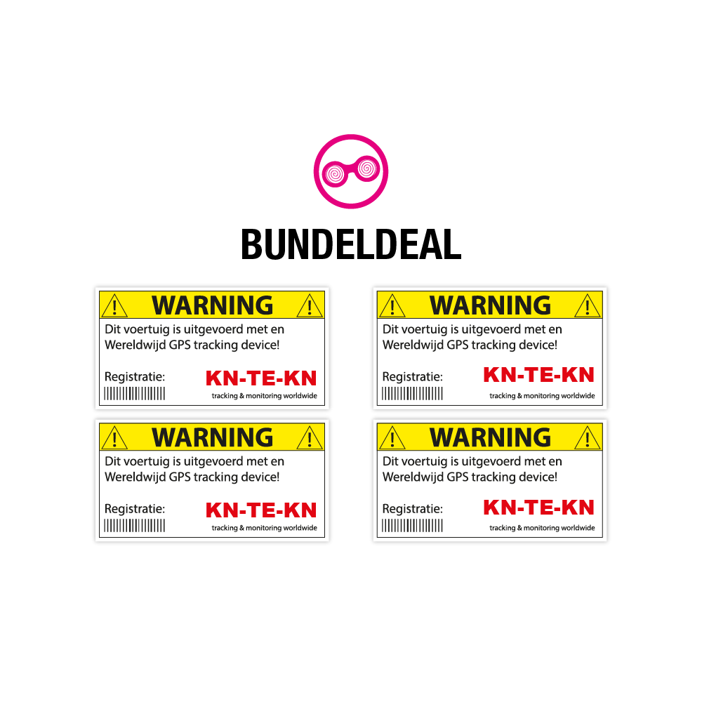 Set van 4 Eigen Kenteken Autobeveiliging GPS stickers - 1