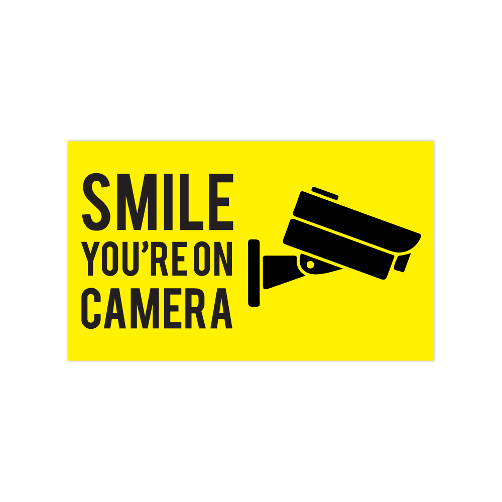 Camera sticker Smile you're on camera Geel