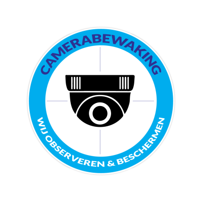 Camera beveiligingsticker rond Blauw - 1