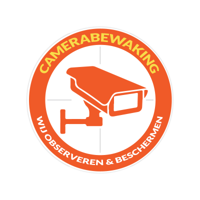 Camera beveiligingsticker rond Oranje - 1