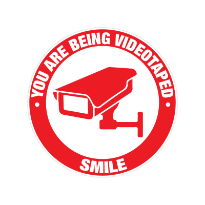 Camera beveiligingsticker rond Rood - 1