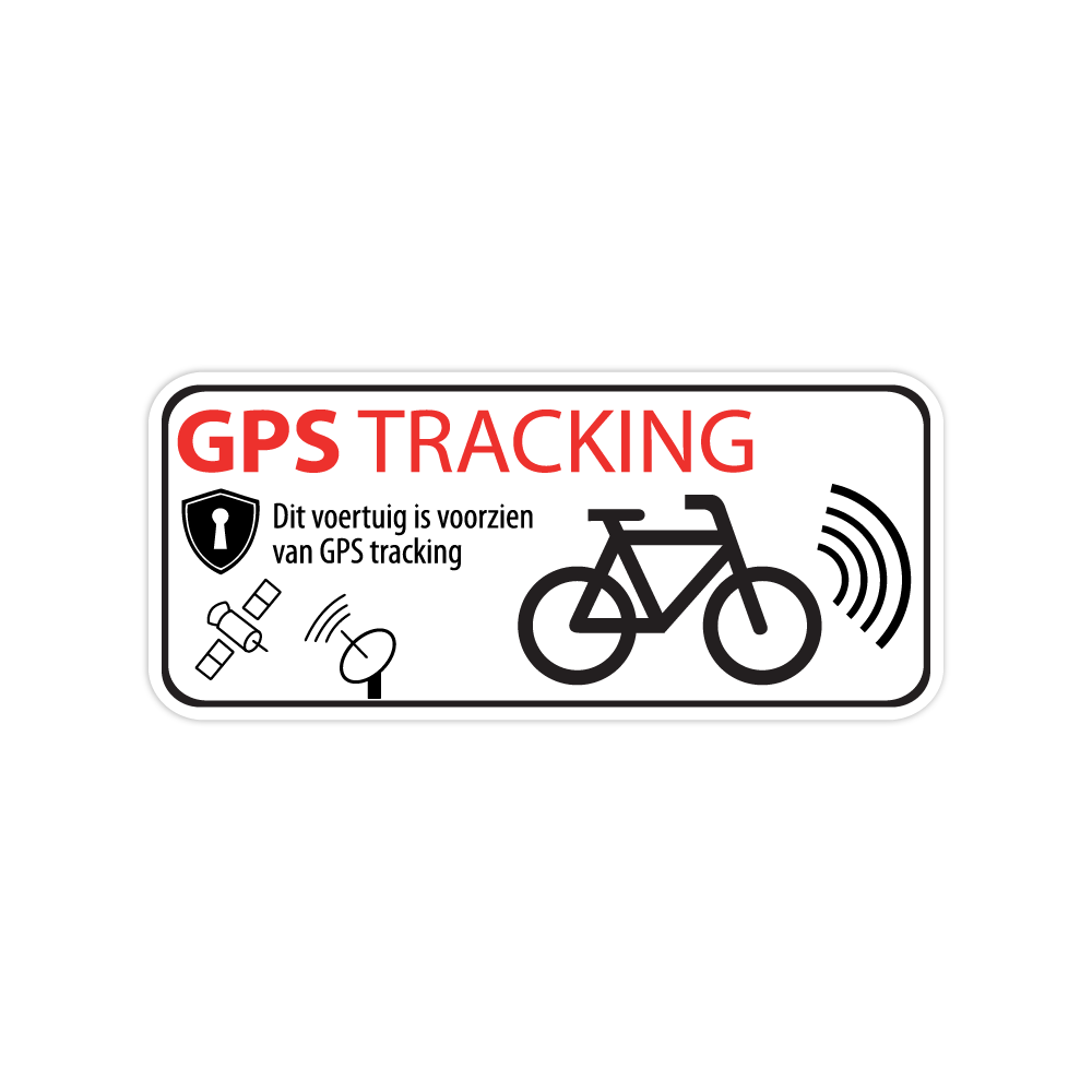Fiets GPS Tracking Breed Wit sticker - 1