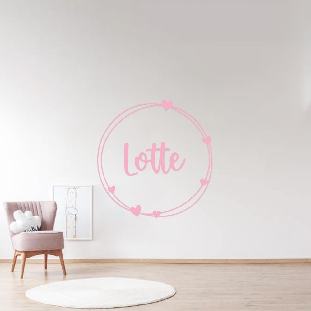 Baby Naamsticker Rond - Roze - 2