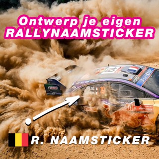 Bedenk en ontwerp je eigen rally naamsticker met Belgische vlag - 1