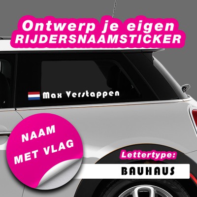 Rijdersnaam Sticker Bauhaus met vlag - 1