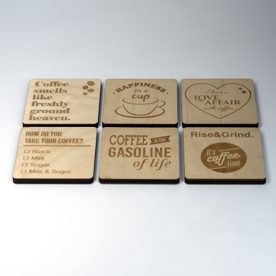 Onderzetters vierkant koffie quotes set - 1 Onderzetters vierkant koffie quotes set - 1