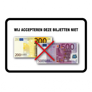 Stickers Niet Accepteren € 200/500 Biljetten - 1