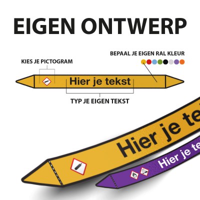 Leidingmarkering sticker | Eigen ontwerp | eigen tekst - 1 Leidingmarkering sticker | Eigen ontwerp | eigen tekst - 1