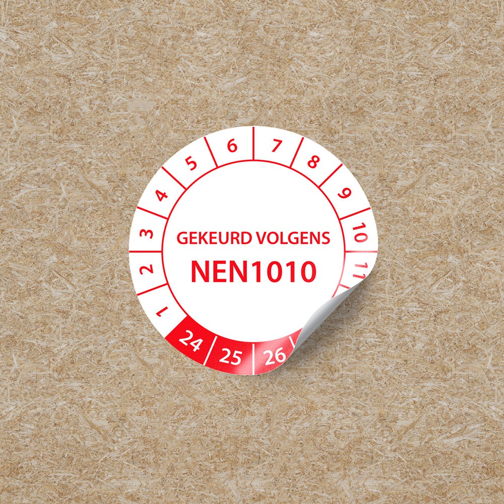Keuringstickers NEN1010 Cirkel - Rood - 1