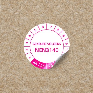 Keuringstickers NEN3140 Cirkel - Roze - 1