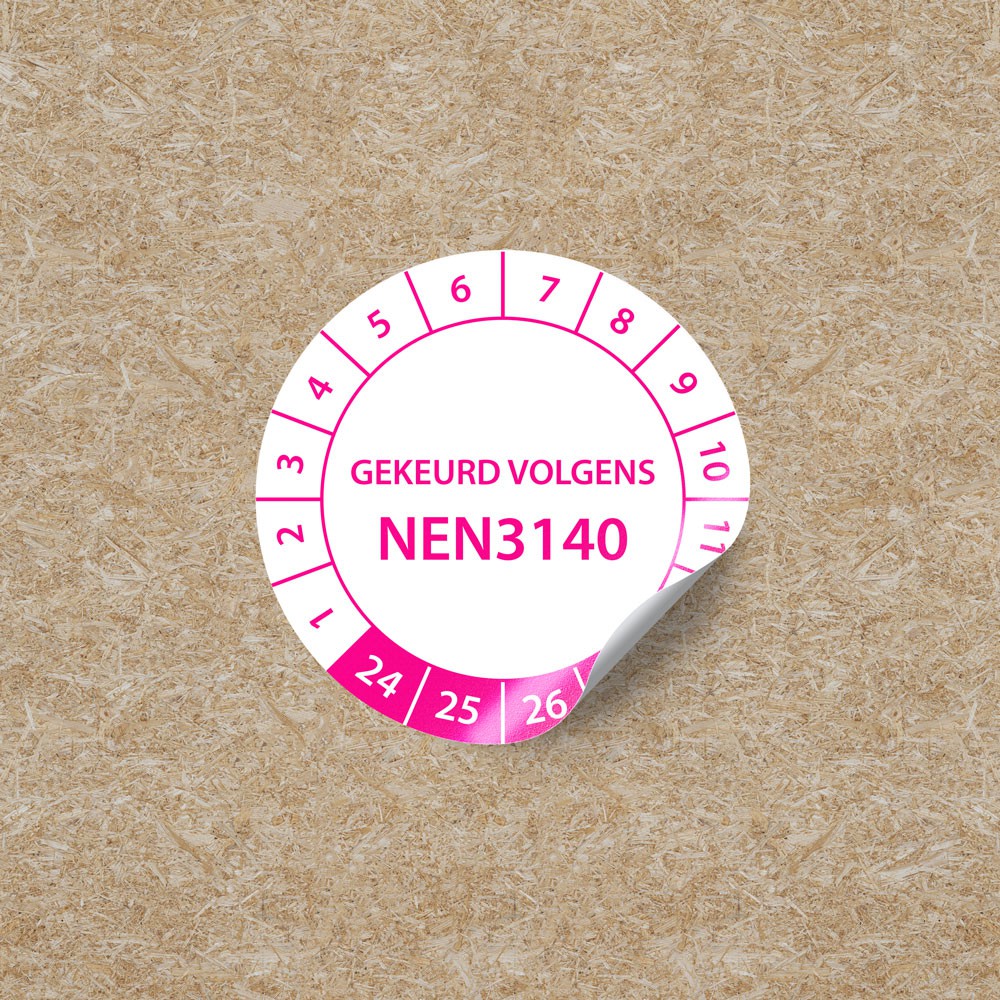 Inspektionsaufkleber NEN3140 Kreis – Pink - 1