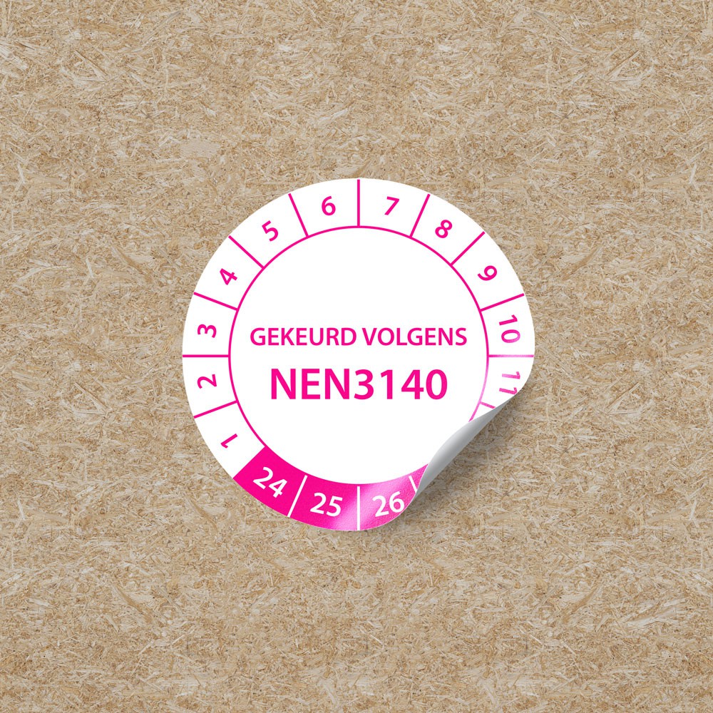 Keuringstickers NEN3140 Cirkel - Roze - 1