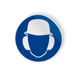 Gebodspictogram Gehoorbescherming en helm verplicht  sticker - 1