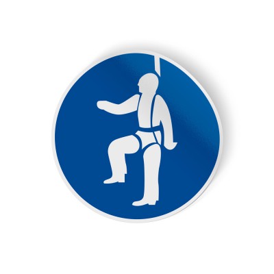Gebodspictogram Individuele veiligheidsharnas verplicht sticker - 1 Gebodspictogram Individuele veiligheidsharnas verplicht sticker - 1