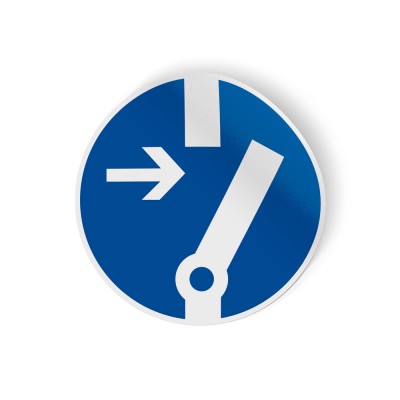 Gebodspictogram Schakelen voor ingebruikname sticker - 1 Gebodspictogram Schakelen voor ingebruikname sticker - 1