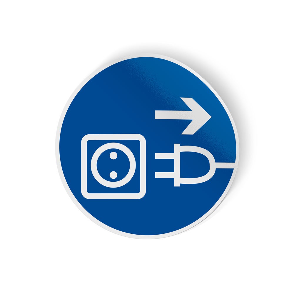 Gebodspictogram Voor het openen stekker uit stopcontact halen sticker - 1