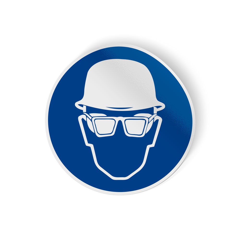 Obligatorisches Symbol Helm- und Schutzbrillen-Pflichtaufkleber - 1