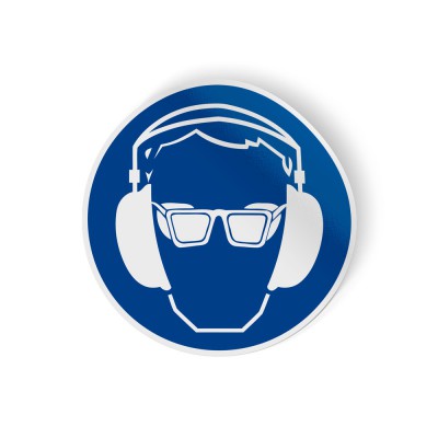 Gebodspictogram Bril en oorkap verplicht sticker - 1
