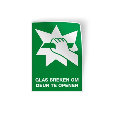 Glas breken sticker nooduitgang pictogrammen - 1