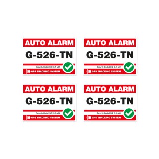Set van 4 Eigen kenteken Auto Alarmsticker Rood Stickers - 2