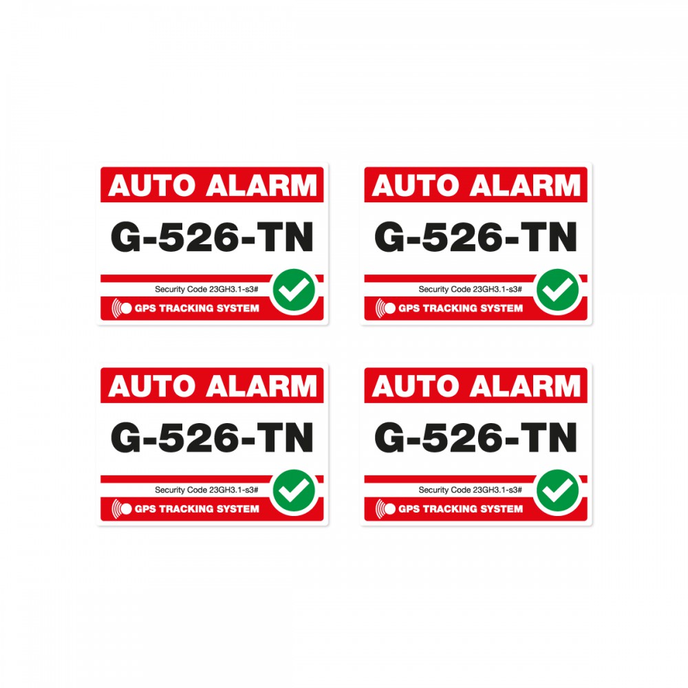 Set mit 4 roten Aufklebern für das eigene Nummernschild, Autoalarmanlage - 2
