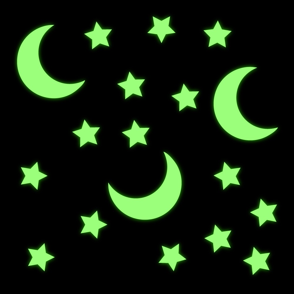 Sidney ® Glow In The Dark Maan & Sterren - Set van 25 stickers - 1