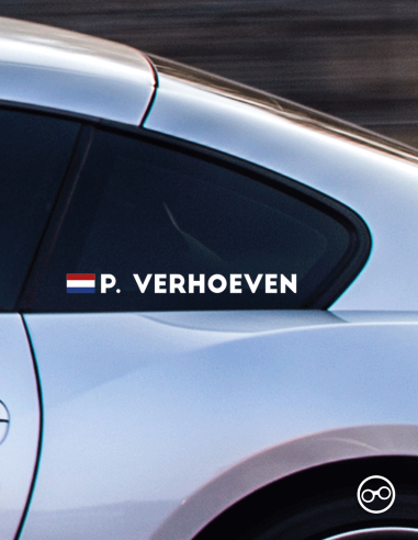 Bedenk en ontwerp je eigen rally naamsticker met Nederlandse vlag - zoom