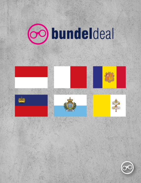 Europese Dwergstaten Vlaggenstickers Bundel – 6 Stickers