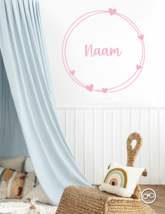 Babynaamsticker rond roze – gepersonaliseerde vinylsticker gesneden uit roze folie