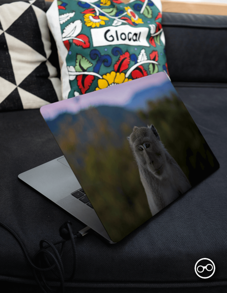 Laptopsticker “Aapje” – UV-geprinte vinylsticker voor MacBook en laptop