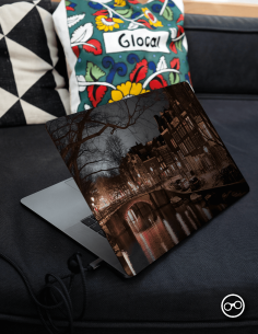 Amsterdam Bij Nacht laptopsticker – vinyl skin voor laptop en MacBook
