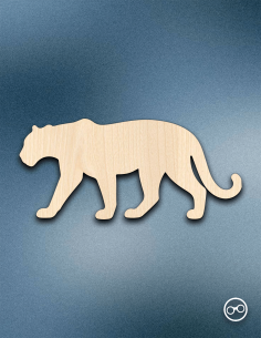 Houten Panter figuur – 8mm linoply, lasergesneden, zwarte zijkanten, decoratie