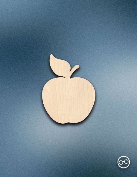 Houten Appel figuur – 8mm linoply, lasergesneden, zwarte zijkanten, decoratie