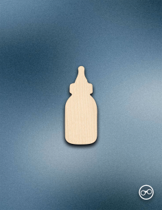 Houten Baby Fles figuur – 8mm linoply, lasergesneden, zwarte zijkanten, decoratie