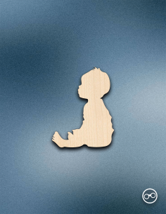 Houten Baby Zittend Figuur | Linoply Decoratie – Stickermaster