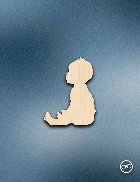 Houten Baby Zittend Figuur | Linoply Decoratie – Stickermaster
