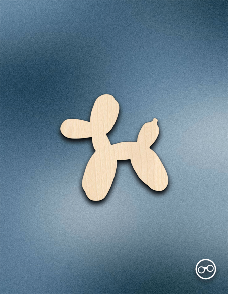 Houten Balloon Hond figuur – 8mm linoply, lasergesneden, zwarte zijkanten, decoratie