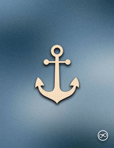 Houten Anker figuur – 8mm linoply, lasergesneden, zwarte zijkanten, decoratie