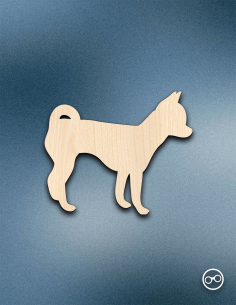 Houten Chihuahua figuur – 8mm linoply, lasergesneden, zwarte zijkanten, decoratie