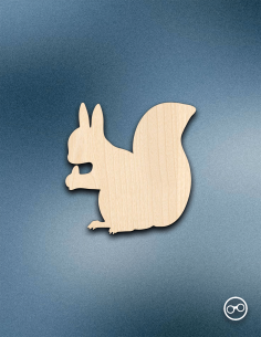 Houten Eekhoorn figuur – 8mm linoply, lasergesneden, zwarte zijkanten, decoratie