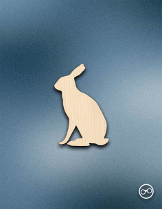 Houten Haas figuur – 8mm linoply, lasergesneden, zwarte randen, decoratie