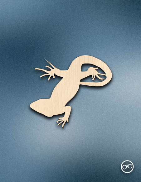 Houten Hagedis figuur – 8mm linoply, lasergesneden, zwarte randen, decoratie